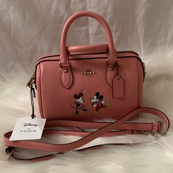 COACH X DISNEY Mickey & Minnie Mouse Ice Skating Mini Roman Bag in Light Blush - Picture 1 of 7